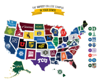 Map of the US with the different colleges